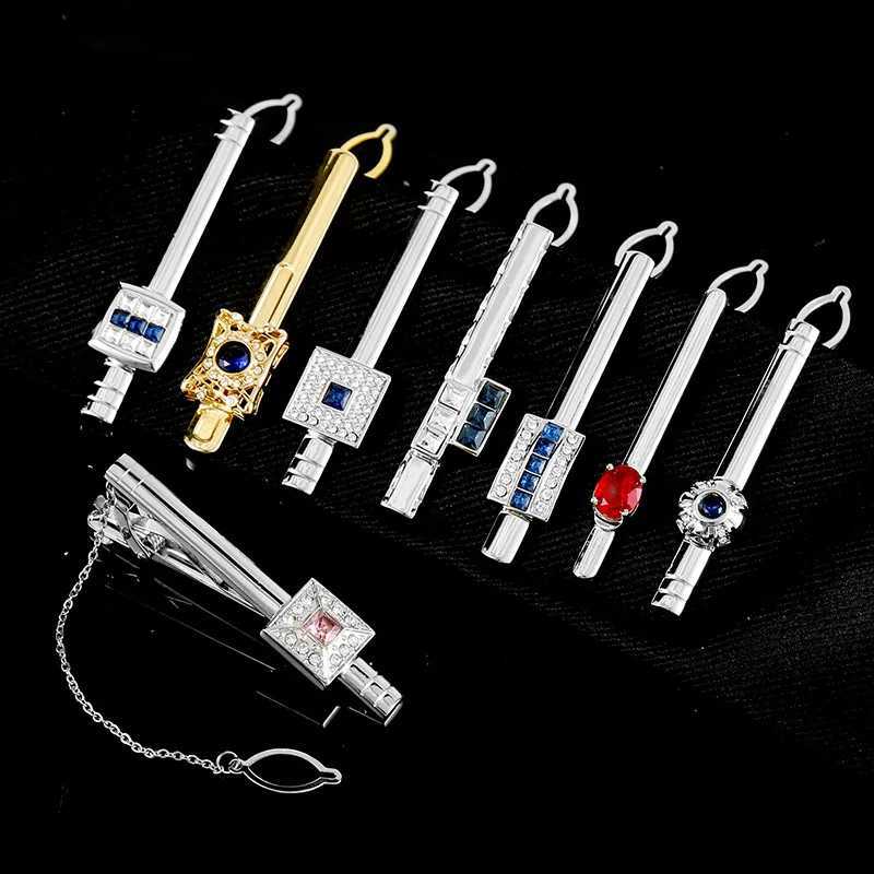 Mens luxury boutique crystal onyx tie clip high-grade business suit tie buckle pin men and women zirconia tie clipX240914
