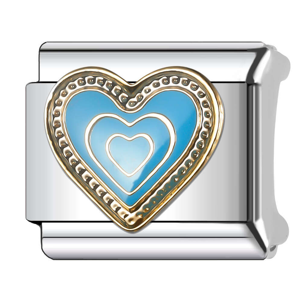 New Women's Gift blue heart Bead Italian Charms Links Bangle Beads Fit 9mm Stainless Steel Bracelet Making DIY For Women Fashion Jewelry