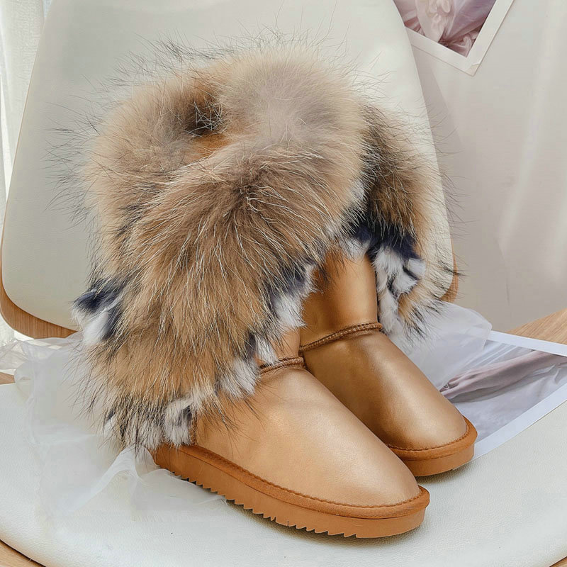 Men Winter Fur Snow Super Booties Sheepskin Wool Plush Platform Shoes Boots for Women Botines De Mujer 3510