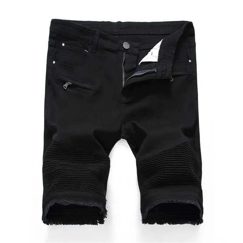 2023 Summer New Mens Denim Shorts Street Clothing Trend Personality Slim Short Jeans White Red Black Male Brand ClothesX240914