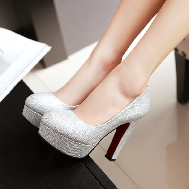 2025 new High Elegant Heels Platform Women Pumps Fashion Sequined Pink Gold Sier Heeled Wedding Party Office Shoes Ladies ZOGEER d6f4