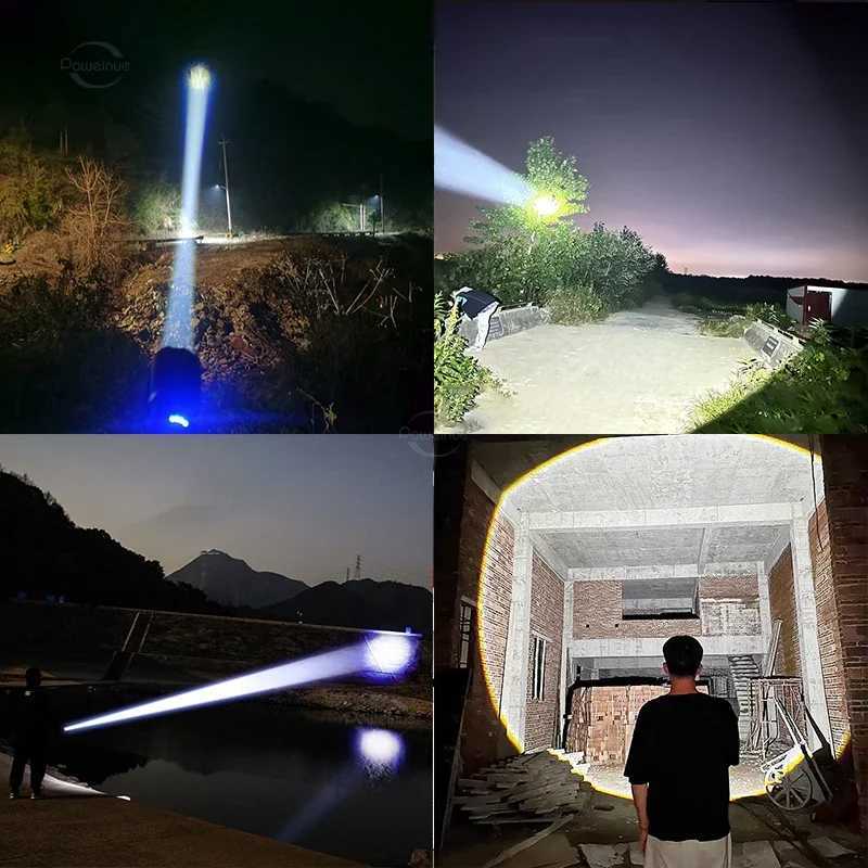 2024 1000000LM High Power Rechargeable LED Flashlight Work 26H Illumination 2000M Ultra Powerful Led Torch With Magnet Lantern Y240913