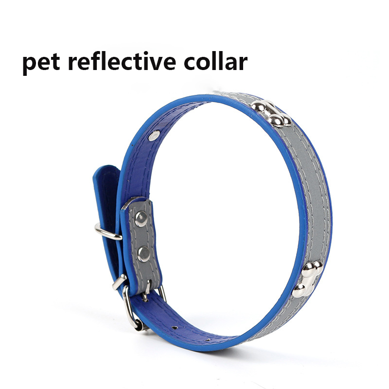 Reflective Dog Collar,Soft Microfiber Breathable Pet Collar Adjustable PVC Rivets Sturdy Metal Buckle for Small Medium Large Dog
