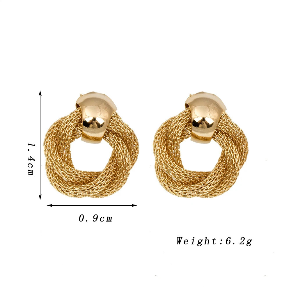 Vintage Metallic Twisted weaving Round Circle Dangle Earrings 2024 Fashion Wedding Party Drop Earrings for Woman Jewelry 240914