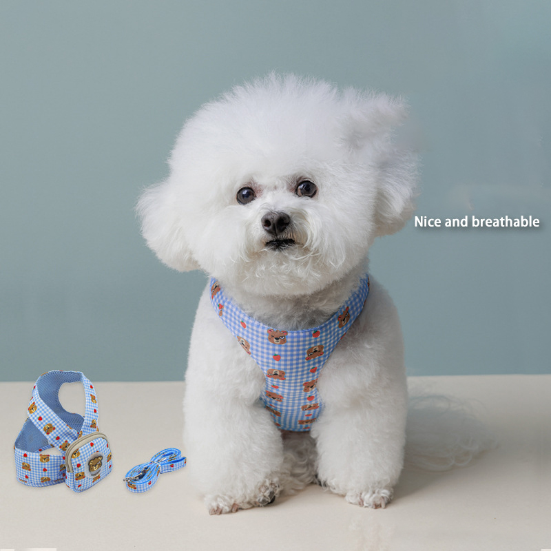 Dog Harness Backpack,Breathable Pet Leashes Vest Cute Bear Bag Lightweight Self Backpack for Pet Outdoor Training Walking Hiking