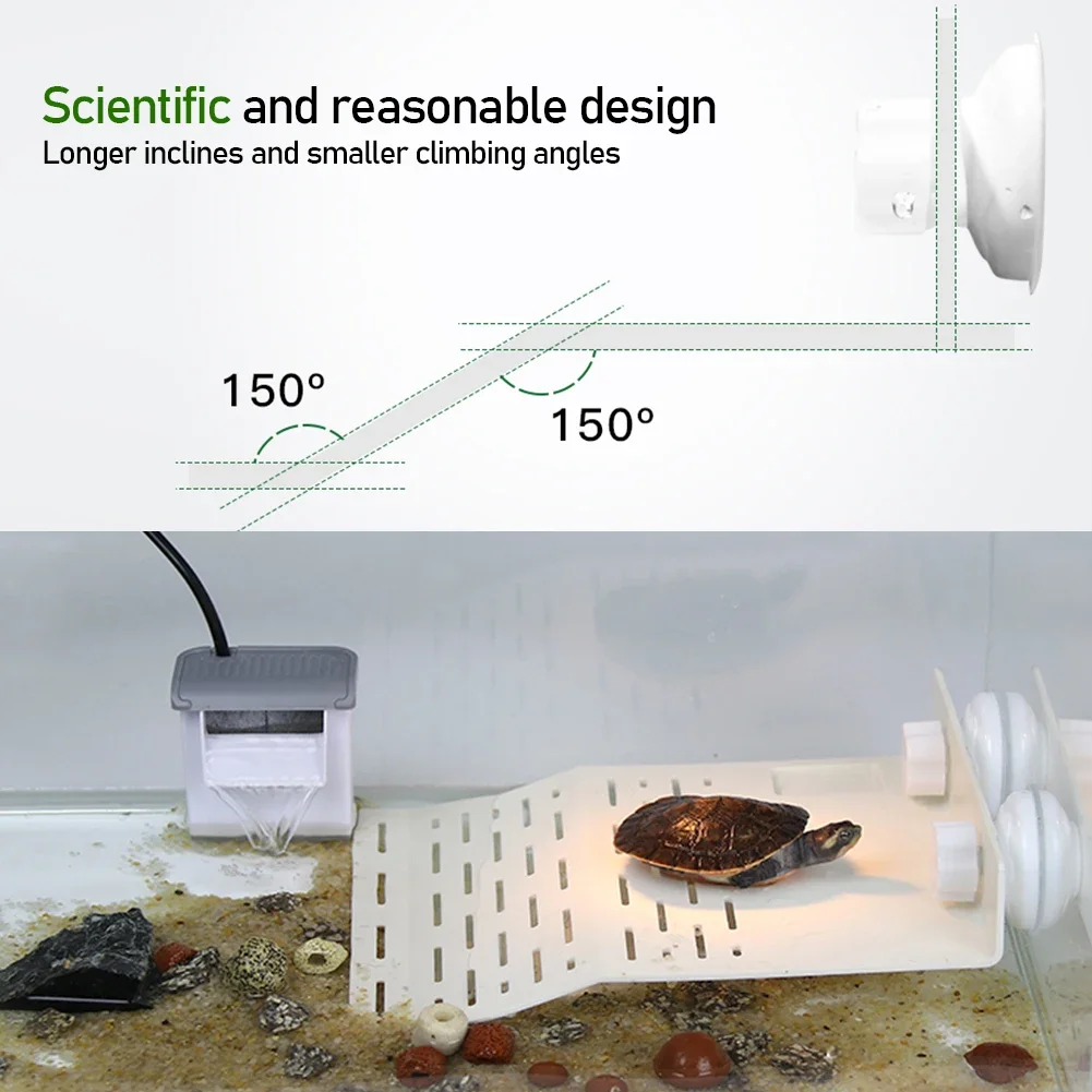 Aquarium Turtle Climbing Platform Fish Tank Simulation Lawn Turtle Resting Terrace Suction Cup Floating Tortoise Ramp Ladder