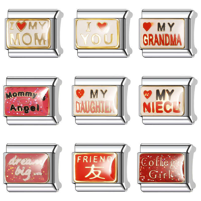 New Women's Gift red angel Bead Italian Charms Links Bangle Beads Fit 9mm Stainless Steel Bracelet Making DIY For Women Fashion accessories Jewel