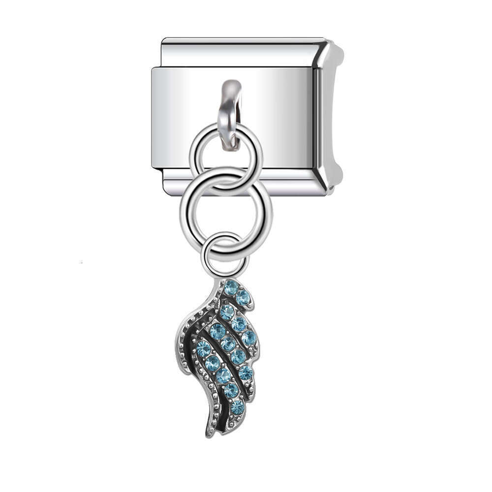 New Women's Gift stars pendant with shine stone Bead Italian Charms Links Bangle Beads Fit 9mm Stainless Steel Bracelet Making DIY For Women Fash