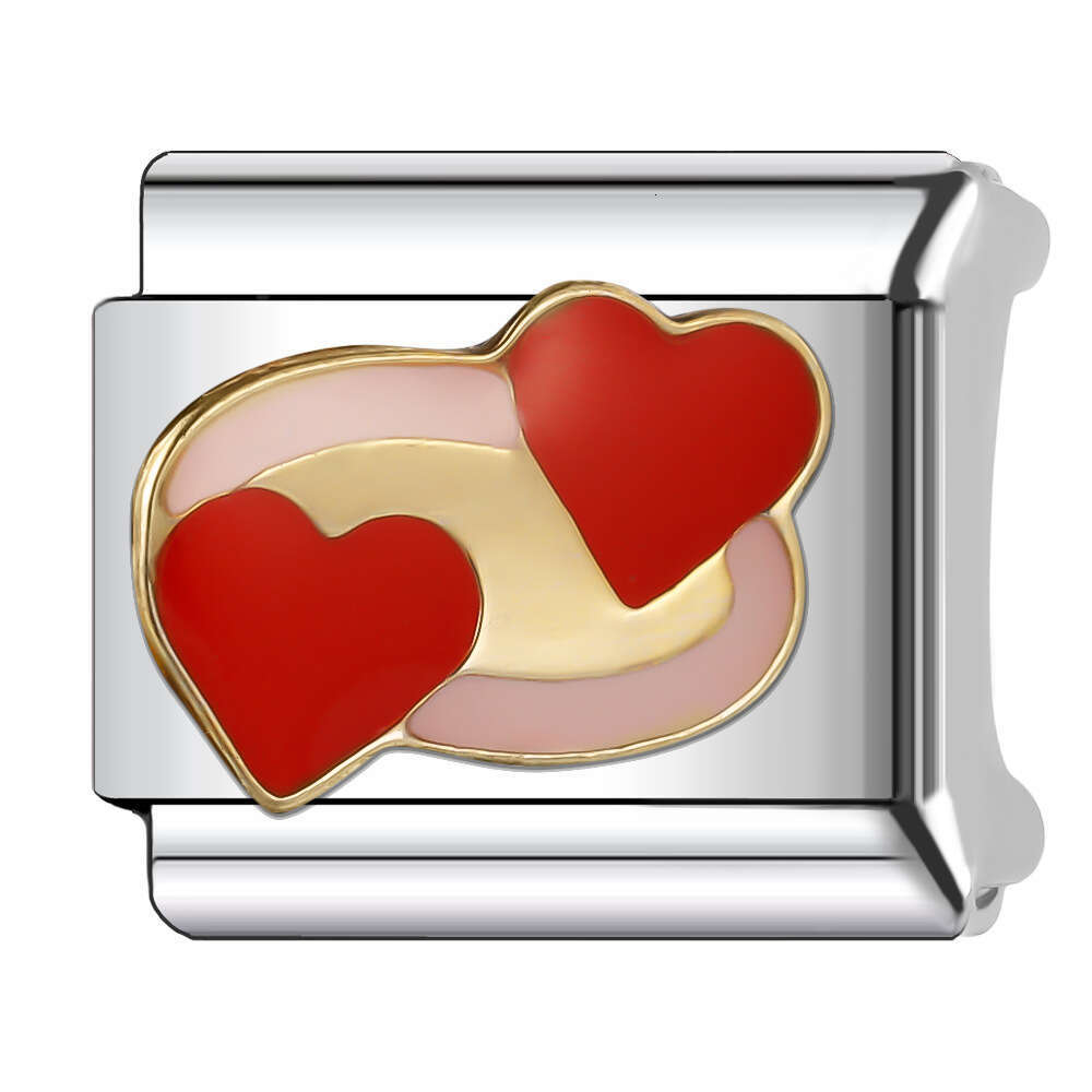 New Women's Gift Colorful Love heart Bead Italian Charms Links Bangle Beads Fit 9mm Stainless Steel Bracelet Making DIY For Women Fashion Jewelry