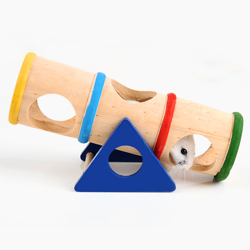 Hamster Wooden Toys with Raised Boards Golden Bears Home Furniture Wooden Fun Toys Pet Supplies Drilling Pipes Tunnels
