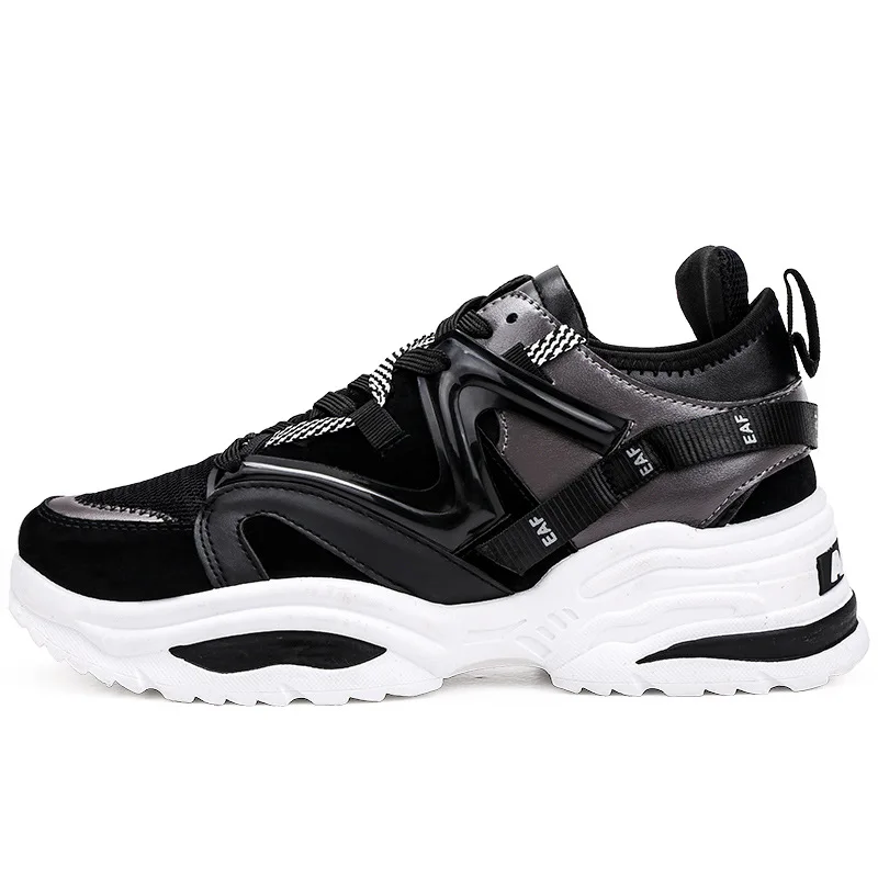 Man's Sneakers Chunky Wedge Dad Shoes Fashion Couple INS Hot Harajuku Style Lace-Up Mesh Platform Sneakers Brand Men Shoes