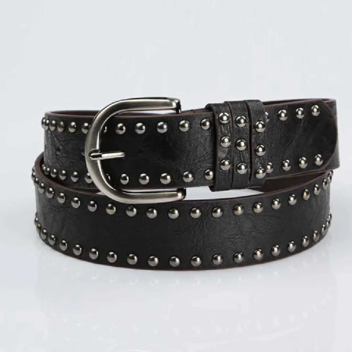 New style rivet black punk style needle buckle belt versatile and high-end for women Y2k belt mens and womens denim beltX240914