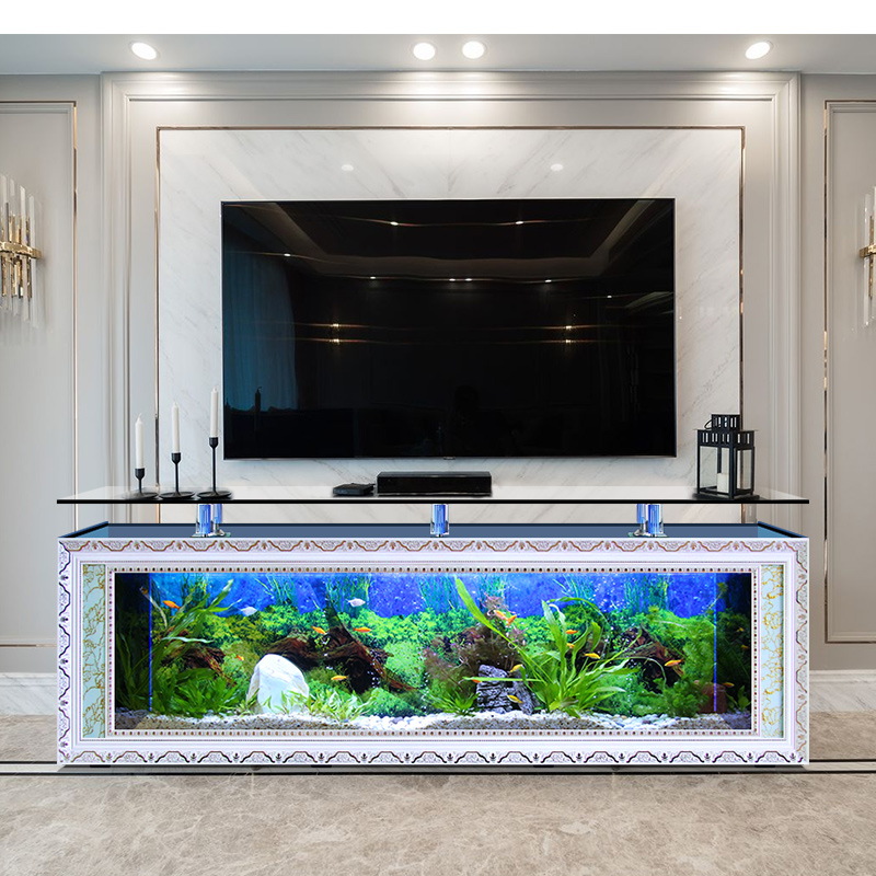 Custom Glass Clear Luxury Aquarium For Home big of TV cabinet 1.2m 1.5m 1m 3M