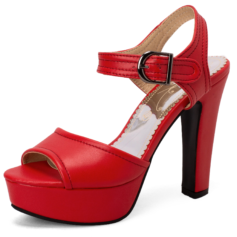 Sexy Platform Women's Sandals Summer Shoes White Red Black High Heels Ankle Straps Flip Flops Wedding Party Shoes Large Size 50