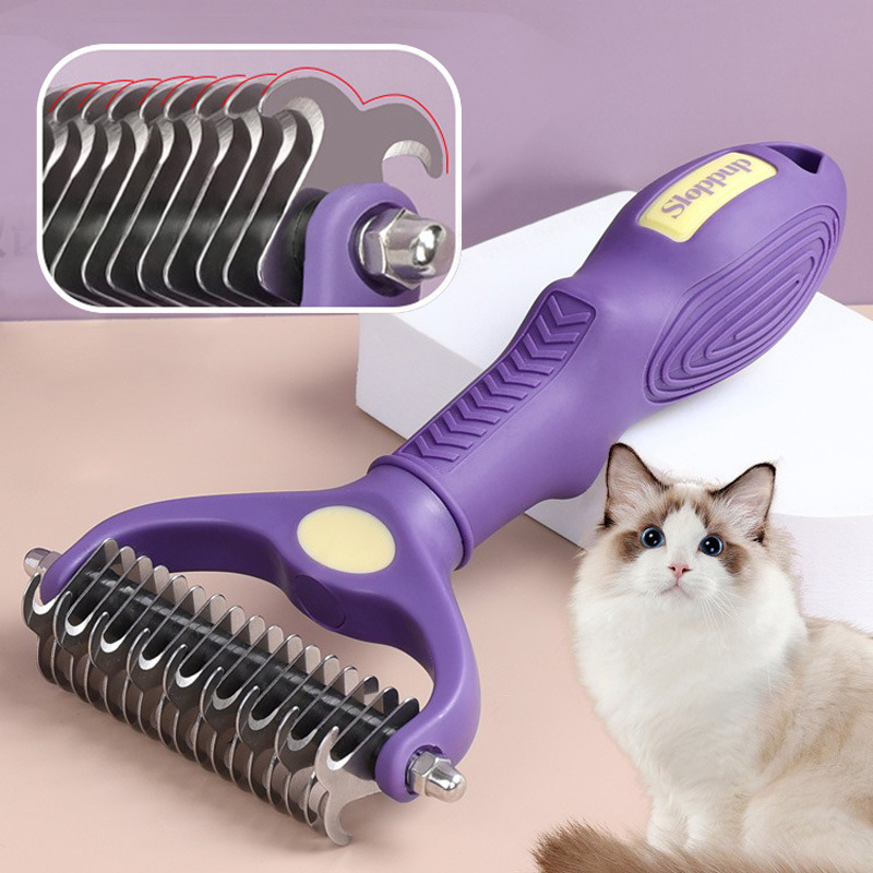 Dog 2 Side Grooming Brush Accessories Cat Hair Care Supplies Nail Clippers Set Pet Hair Remover Fur Knot Comb Large Dogs Animal