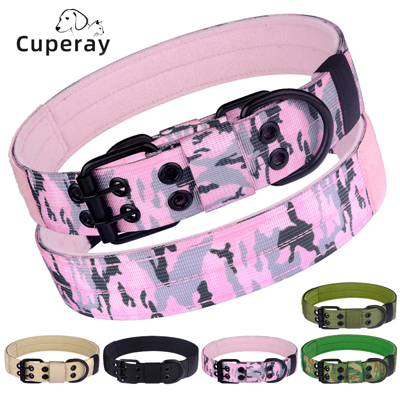 Dog Collar for Large Dogs - 3.8cm Tactical Collars for Extra Large Breed Dogs, Adjustable Heavy Duty Nylon Pet Tactical Collar
