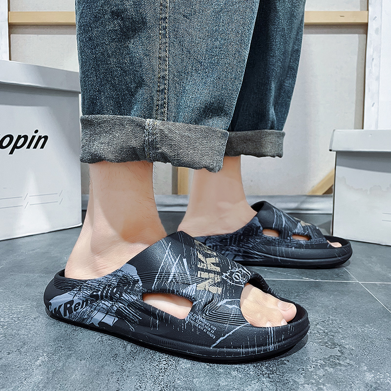 Fashion Men Massage Slippers Sides Indoor Outdoor Sandals Beach Casual Shoes Soft Sole Slides Men Flip-flops Men's Home Slippers
