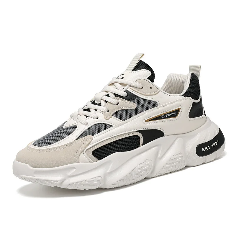 Thick Sole Sneakers for Men - Breathable Mesh Lace Up Casual Sports Shoes with Increased Soft Soles dh911068014