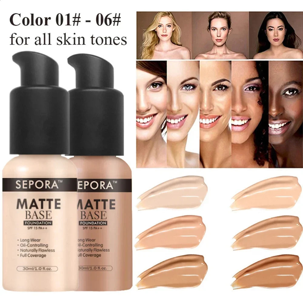 30ml SEPORA Liquid Foundation Waterproof Long Lasting Matte Moisturizing Brightening Concealer CC Cream Base Makeup Cosmetics 240914