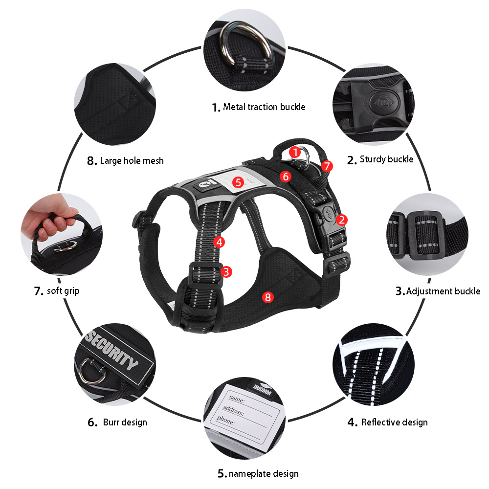 No Pull Dog Harness,Reflective Walking Dog Harness with Easy Control Handle Adjustable Breathable Soft Padded Dog Vest Harnesses