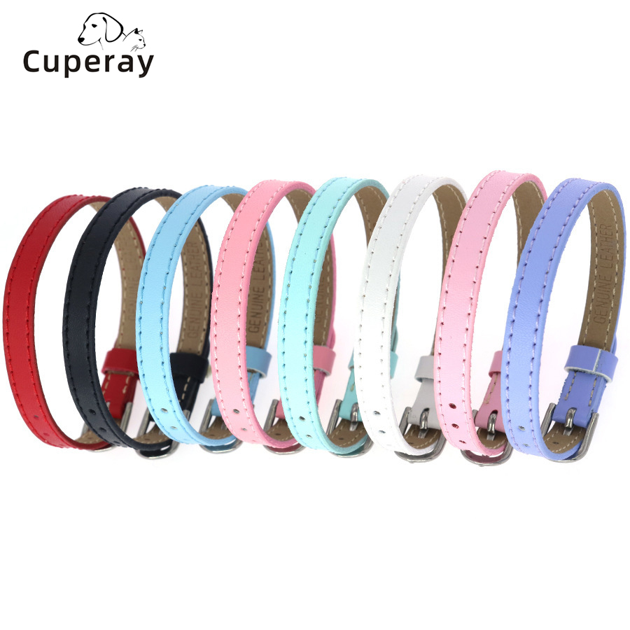 Leather Cat Collar Adjustable 8mm Pet Collar Can Wear Small Accessories Letter Pet Names for Kittens and Puppies Pet Accessories