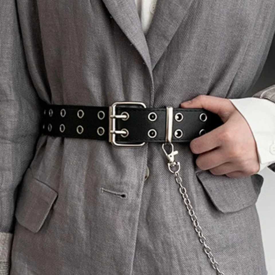 Fashion Alloy women Belts Chain luxury for Genuine Leather New style Pin Buckle Jeans Decorative Ladies Retro Decorative PunkX240914