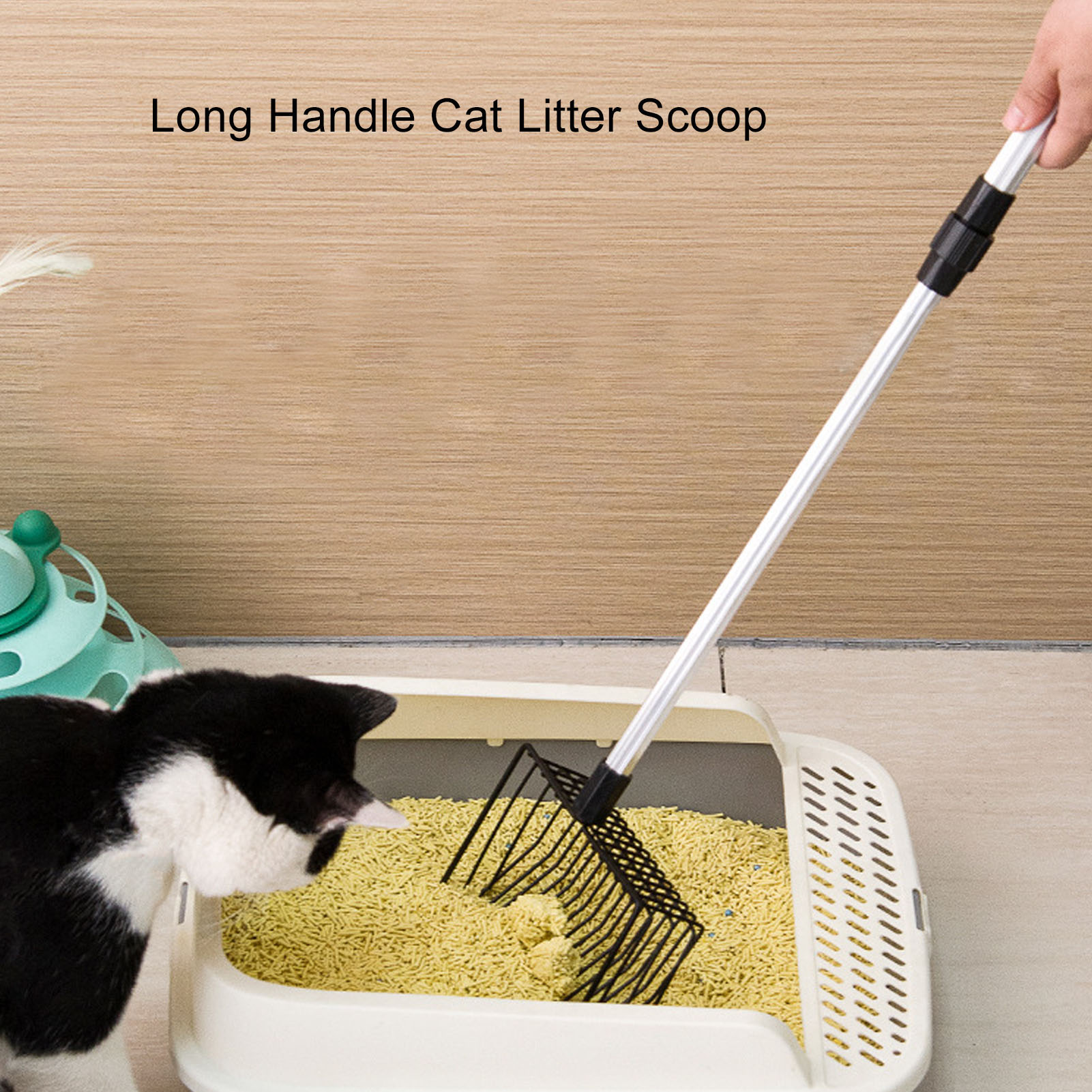 Extendable Cat Litter Scoop, Lightweight, Versatile Fine Screen, Long Handle, Metal Chicken Coop, Poop Scooper, 3 2 Section