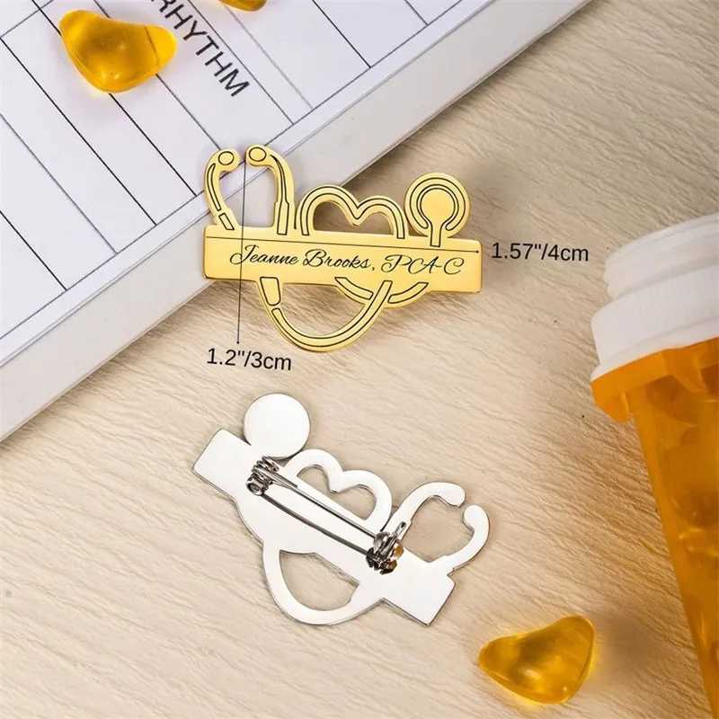 Customized Engraved Your Name Personalized Lapel Pin Brooch For Doctor Stainless Steel Custom Professional Brooch Pins JeweX240914