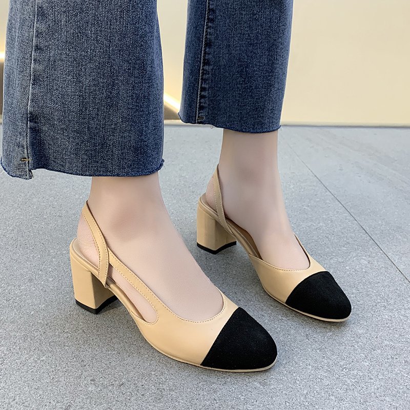 Sandal Summer For Women High Sandals Retro Closed Square Toe Mules Girls Wedding Shoes Elegant Womans Low Heels 0e2e s