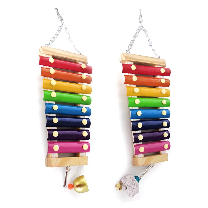Parrot Educational Chicken Xylophone Toy For Hens Suspensible Wooden Chicken Coop Chew Pecking Toy Macaw Training Play