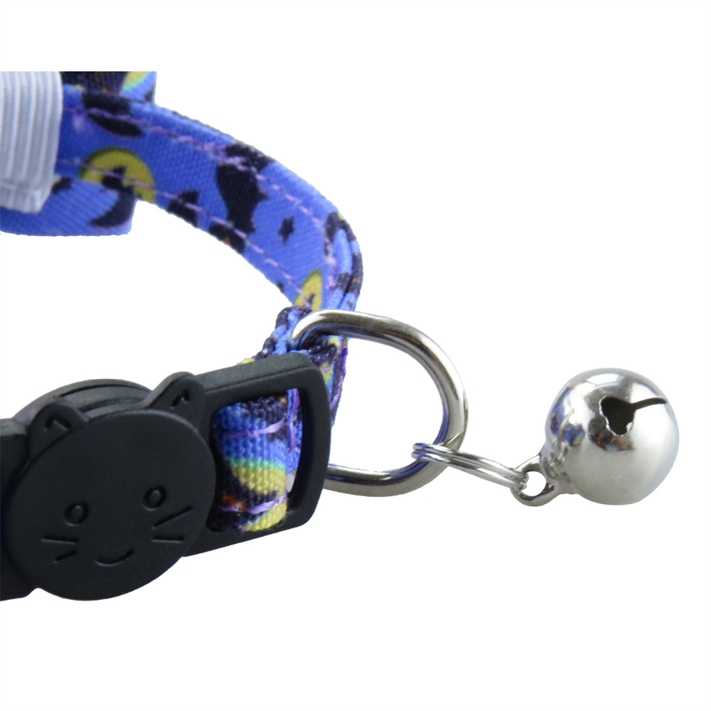 Pet Collars Halloween Pumpkin Bat Webbing Cat Collar Bow Adjustable Cat Collars with Bell for Kitten and Puppy Pet Accessories