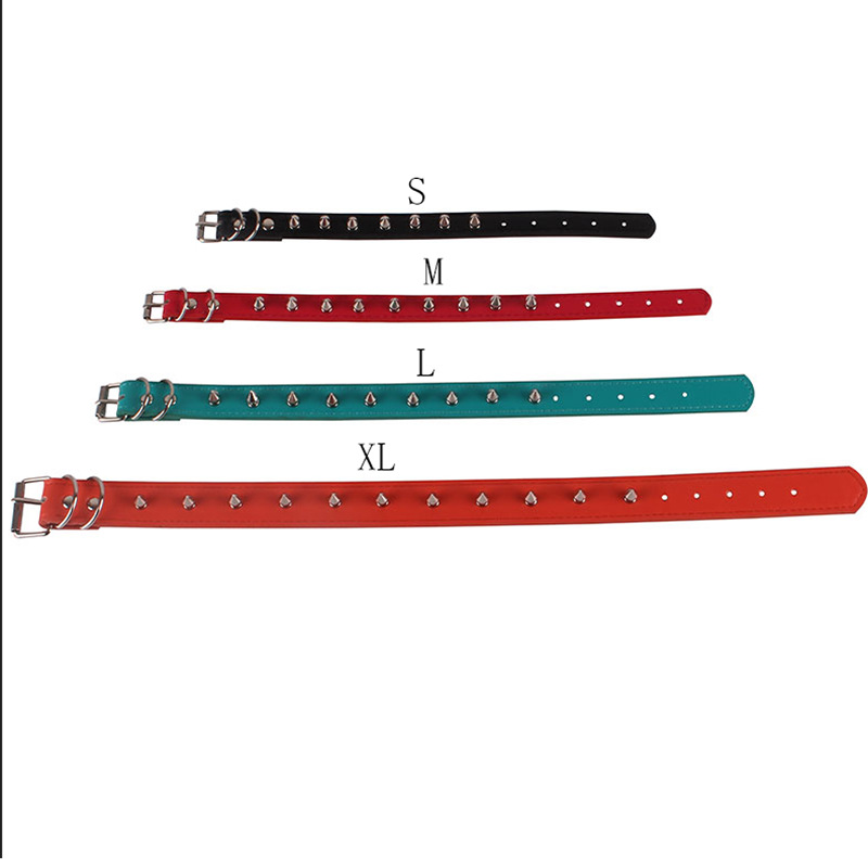 Spiked Studded Leather Dog Collar Rivet PU Leather Dog Collar for Pit Bull,Durable Leather Cat Collar for Small Medium Large Pet