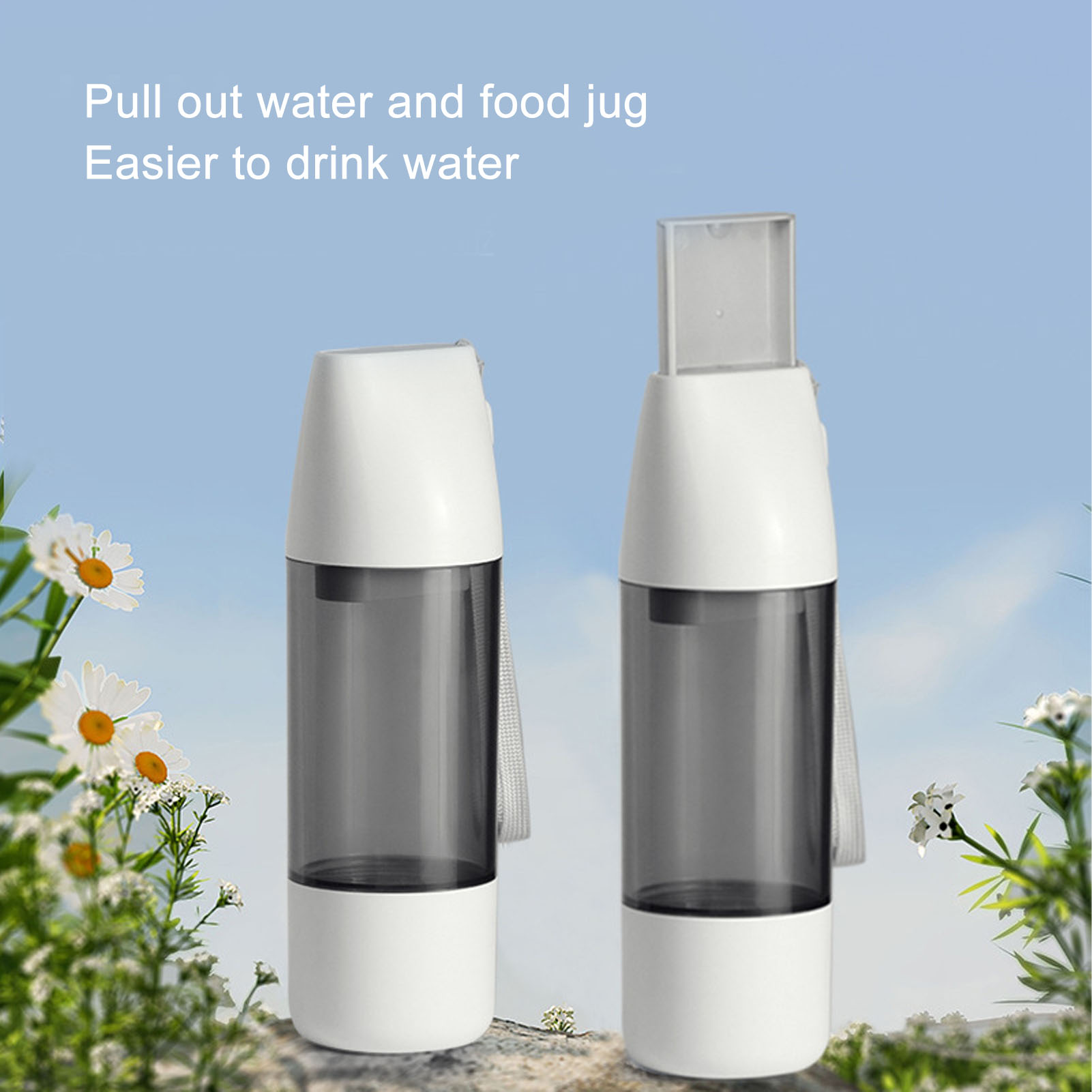 Pet Water Bottle Portable Water Dispenser Drinking Feeder Grain Cup For Outdoor Hiking Traveling Walking