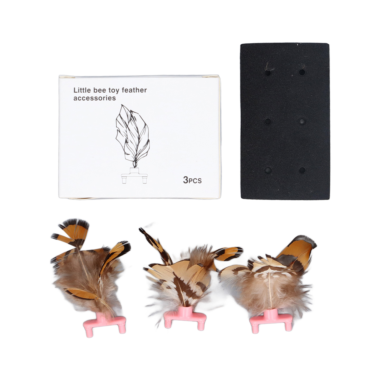 Interactive Feather Toy for Pet, Plastic Kitten Toy, Promote Circulation, Anxiety Reduction, Indoor and Outdoor, Roseate, 3PCs