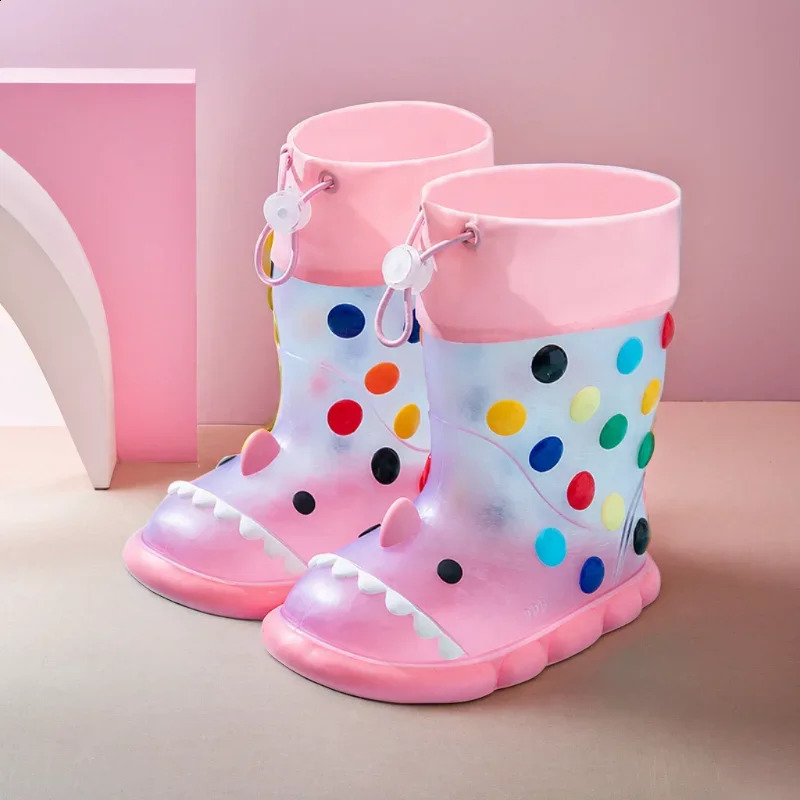 Childrens transparent rain boots baby boys and girls PVC outdoor cartoon shark childrens waterproof shoes water boots girls 240913