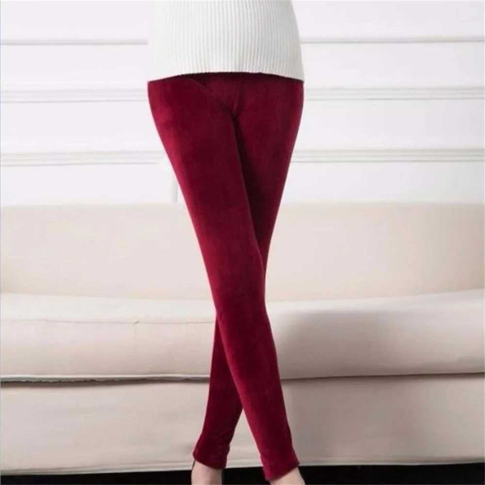 High Waist Thermal Leggings Korean Warm Pants Knit Autumn Winter Fashion Plus Thick Velvet Warm Double Sided Cashmere LeggingsX240914