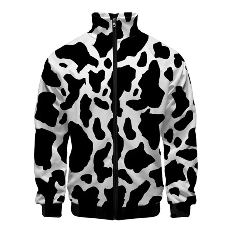 Black and white denim spotted 3D printed jacket mens casual long sleeved womens selling spring autumn zipper 240904
