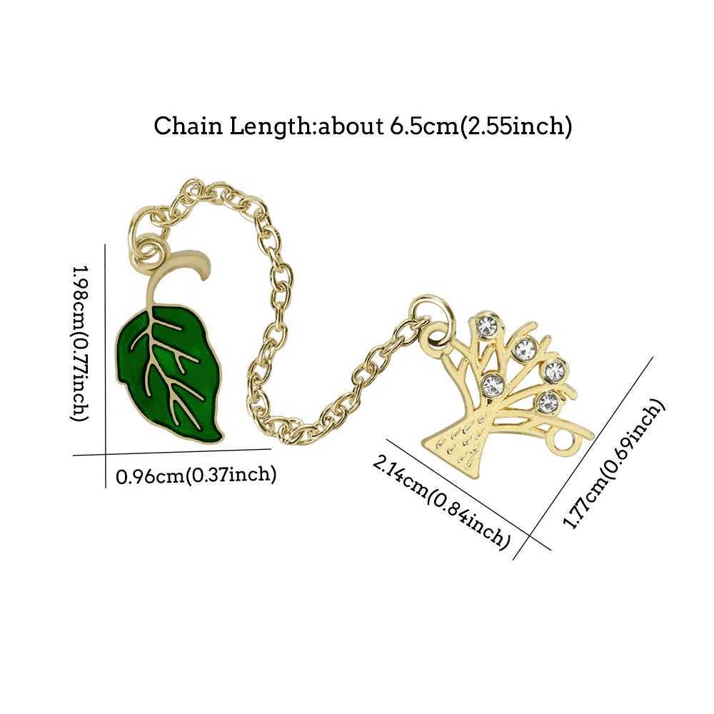 New Arrival Green Leaf Crystal Tree Long Chain Brooch Set Women Men Coat Lapel Pin Badges Jewelry Gift for FriendX240914