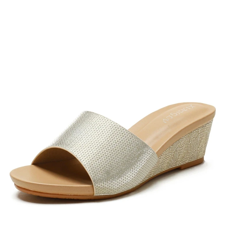 Sandals Fashion Open Toe Summer New All-Match Thick Bottom Small Wedge Outdoor Simple Comfortable Slippers for Women heels
