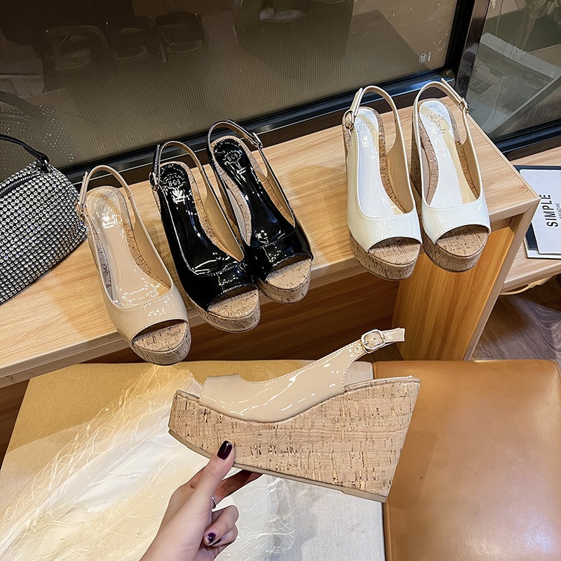 2026 New Summer Wedge Sandals for Women Peep Toe Platform Espadrille Slides Comfortable Casual Beach Shoes Waterproof Muffin Shoes