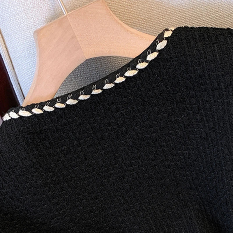 MEXZT Cropped Black Coarse Felt Jacket Womens Retro Set Quilted Coat Winter Short Coat Womens Elegant Thick Coat Top 240906