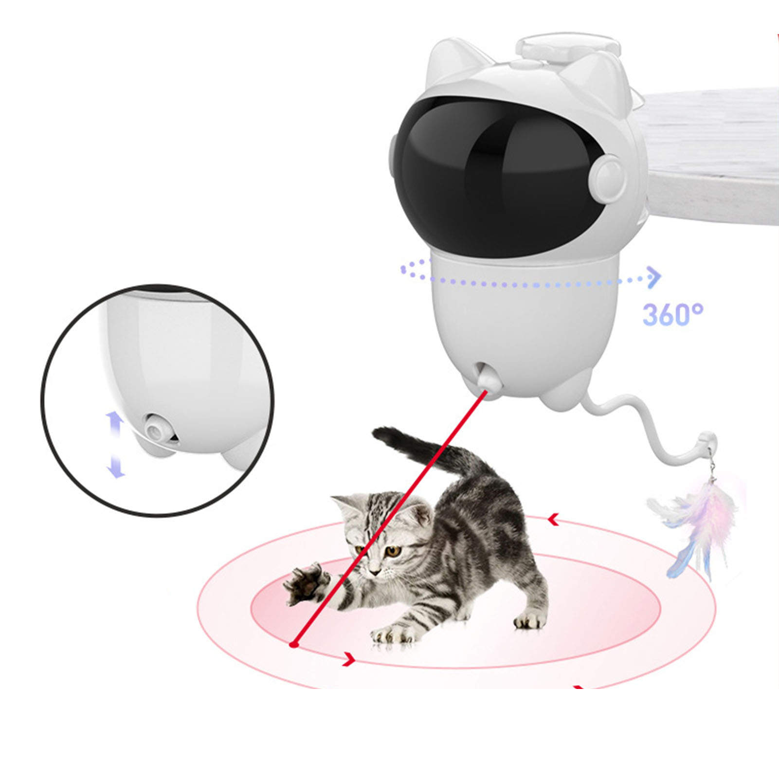 Cat Feather Toy 15 Minutes Cycle Mode 2 Speed Auto Projection USB Charge Pet Exercise Toy For Family Indoor