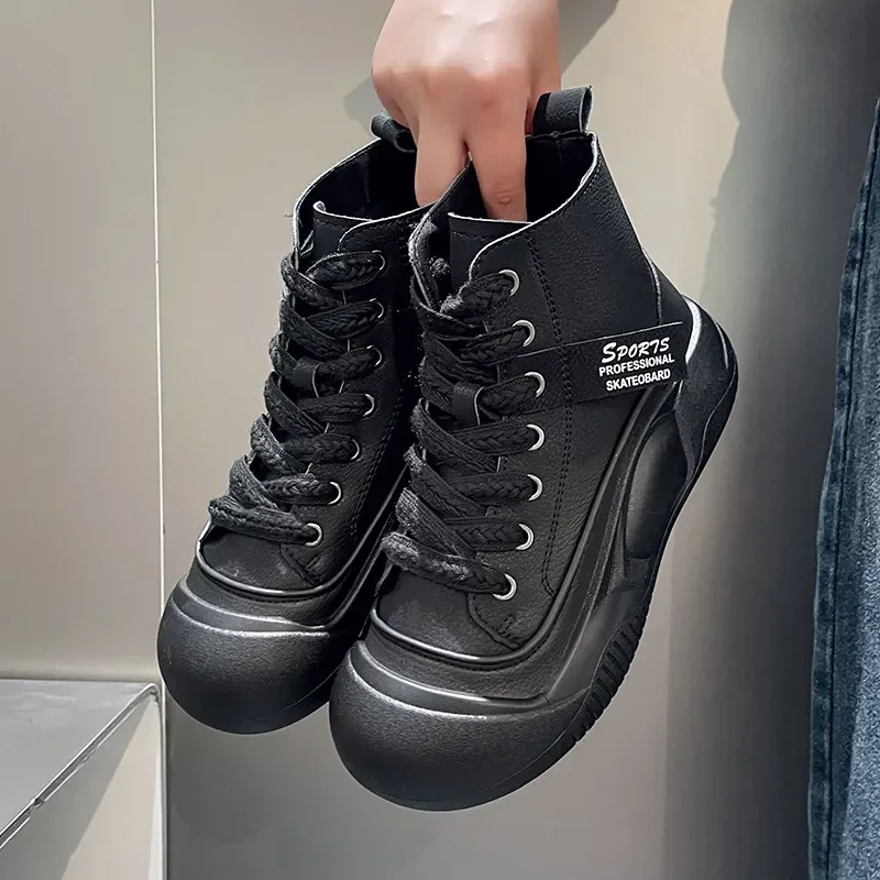 Top High Women's Sneakers Round Toe Platform Lace Up Sports Vulcanized Shoes Mixed Color Casual Spring Autumn Ladies Tennis Shoe 6d09 11f9 e34b