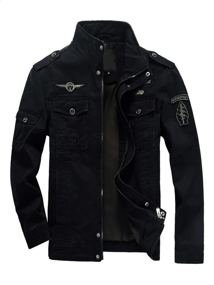 Spring Autumn Casual Stand Collar Zipper Long Sleeved Pilot Jacket Men Plus Size M-6xl High Quality Outdoor Workwear 240906