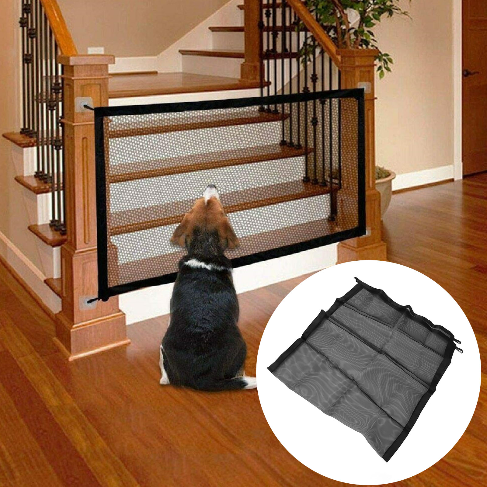 Pet Mesh Safety Gate for Stairs Doorway, Foldable Protective, Multi Functional, Cat and Dog