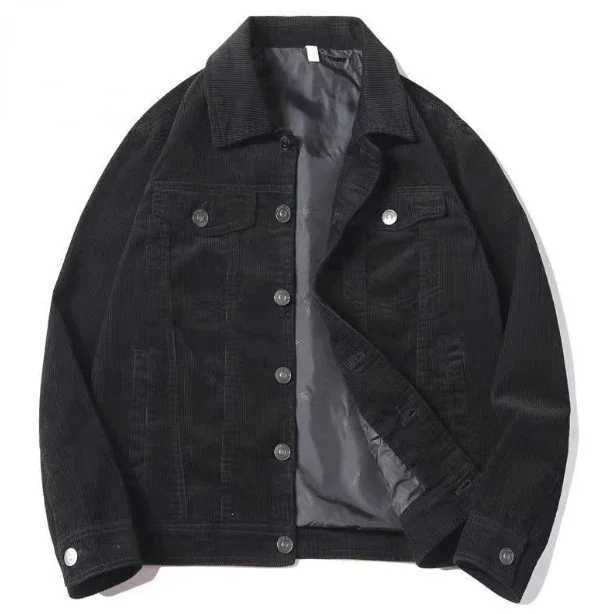 Spring and autumn mens retro corduroy jacket high-quality pure cotton striped casual jacket youth fashion classic mens jacket size 4XL W240914