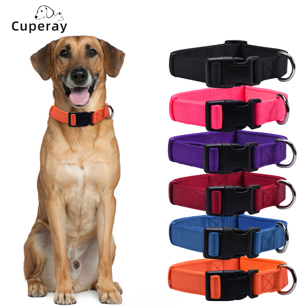 Dog Collar, Soft Neoprene Padded Breathable Nylon Pet Collar Adjustable with Quick Release Buckle for Small,Medium Large Dogs