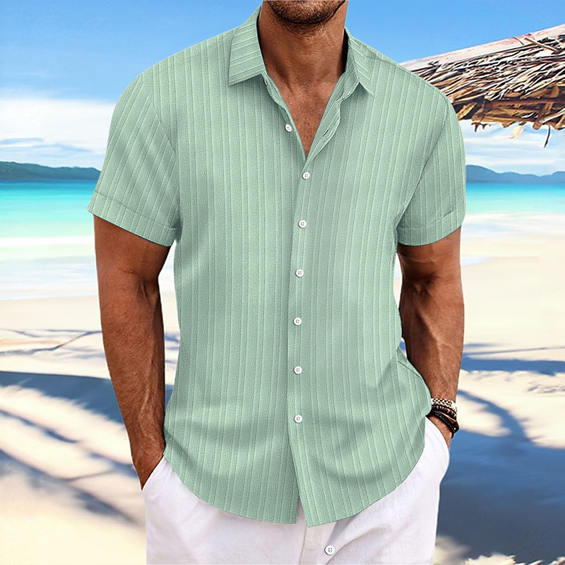 S-3XL Summer New Mens Jacquard Shirt button up short sleeved casual sports top Designer Luxury Style Clothing High quality black T shirt Top Quality S