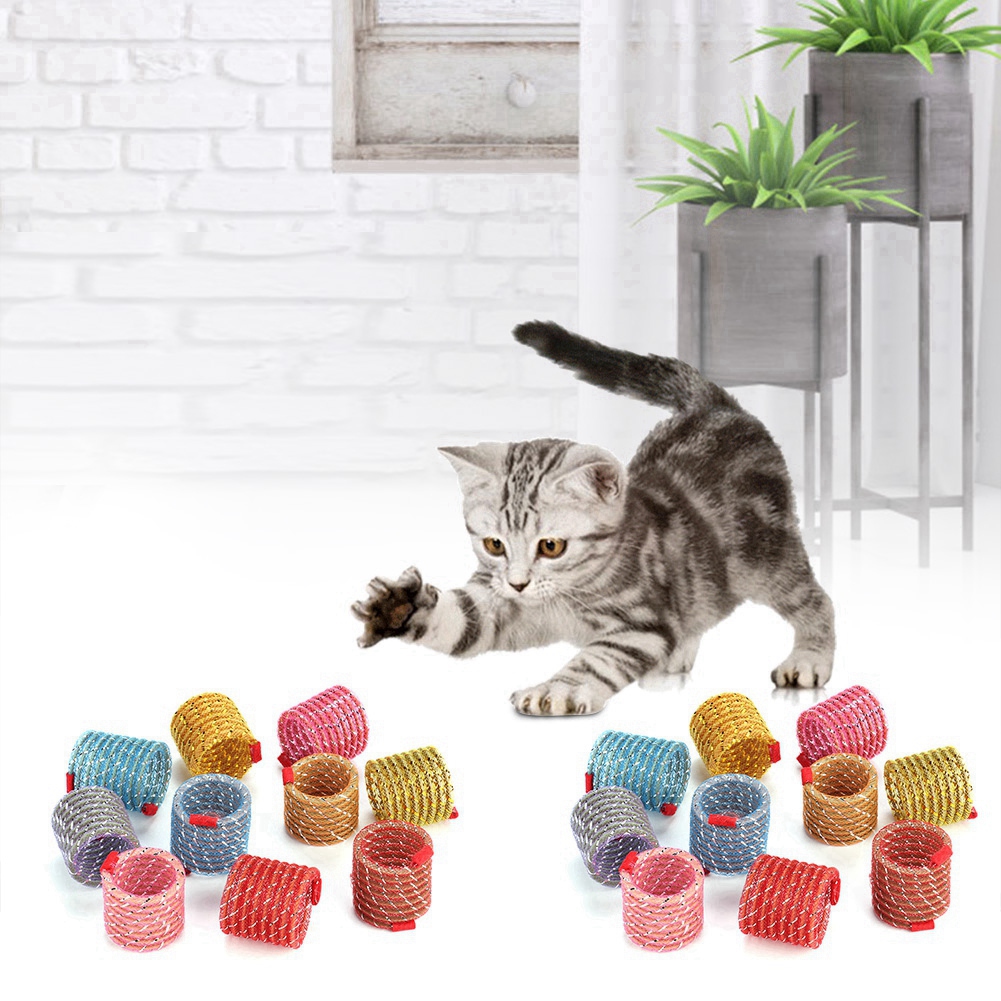 Wide Plastic Colorful Springs for Pets, Cat Toys, Kitten Pets, 10Pcs