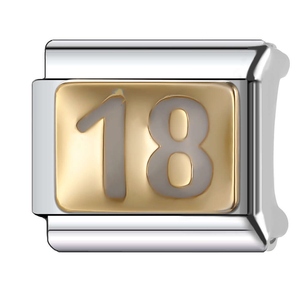 New Women's Gift number with shine stone Bead Italian Charms Links Bangle Beads Fit 9mm Stainless Steel Bracelet Making DIY For Women Fashion Jew